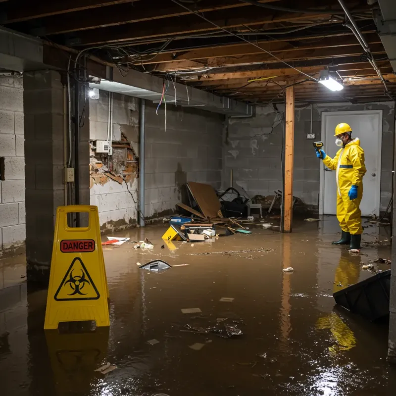 Flooded Basement Electrical Hazard in Pine Knoll Shores, NC Property