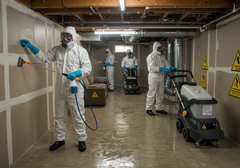 Basement Moisture Removal and Structural Drying process in Pine Knoll Shores, NC